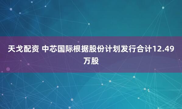 天戈配资 中芯国际根据股份计划发行合计12.49万股
